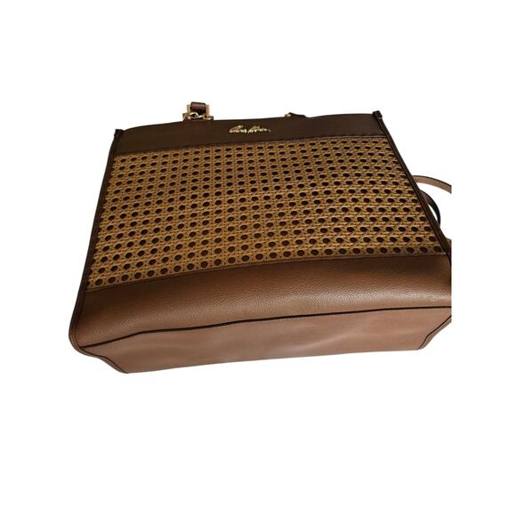 Anne Klein Large Brown Caining Tote Bag Chain Accent Strap Wristlet Chic Stylish - Picture 4 of 15